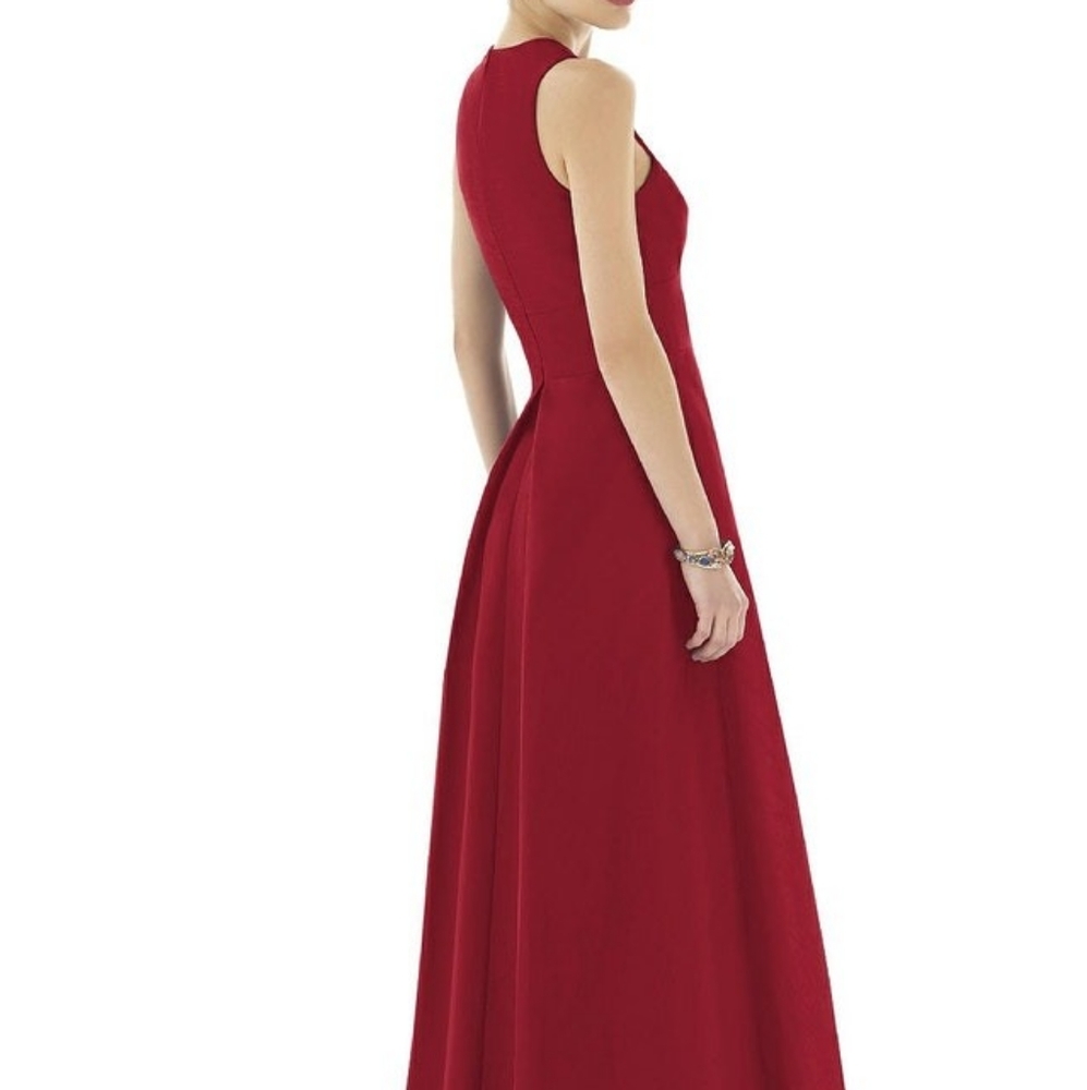 Alfred Sung Dupioni Pleated V-Neck Gown - Picture 2 of 3